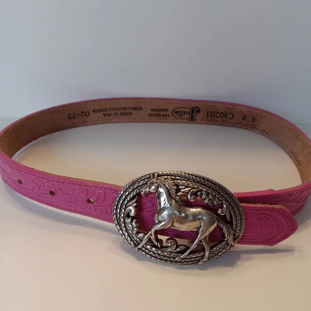 Justin Hand Tooled Pink Belt